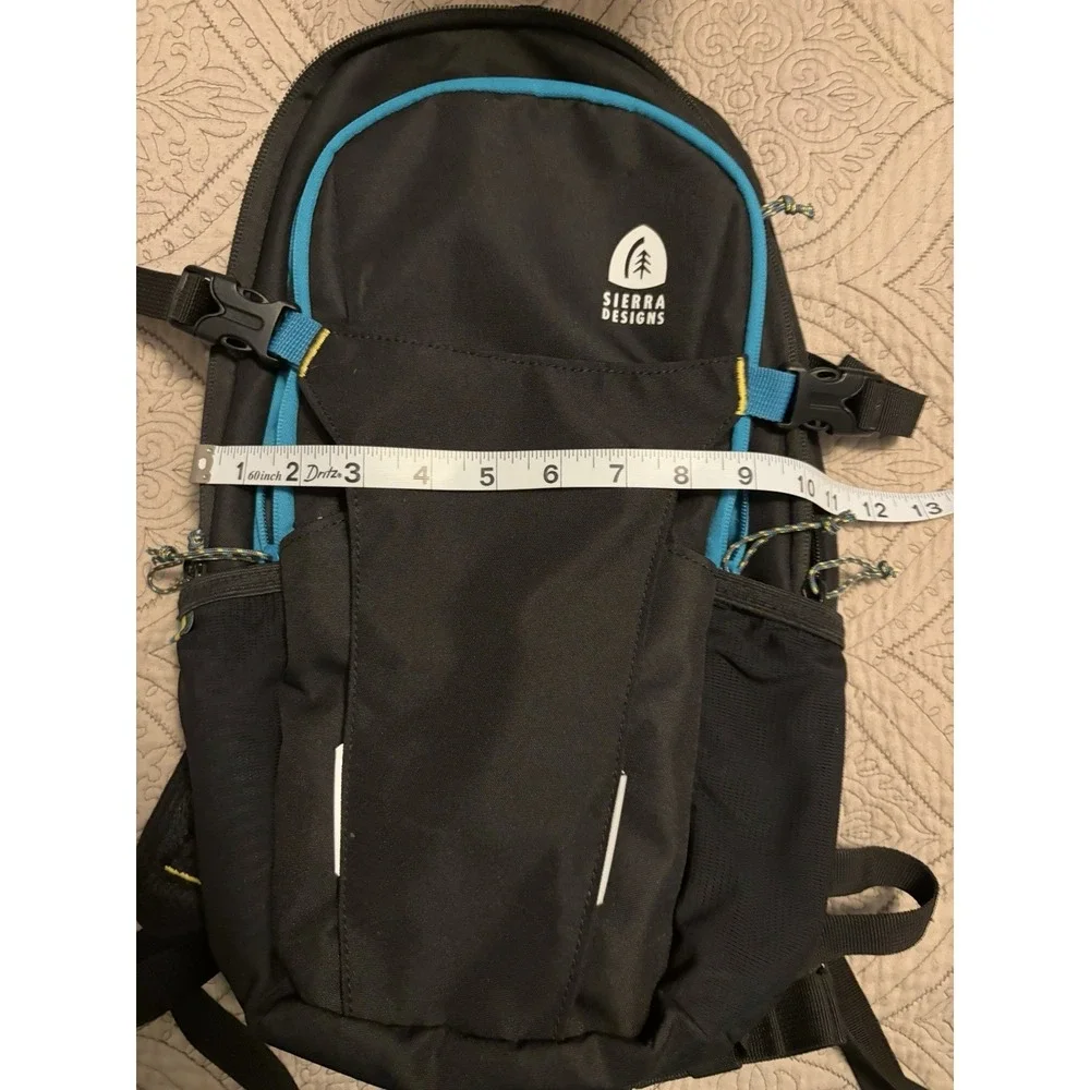 Sierra Designs 10L Hiking Backpack Black/Blue Zip Padded Hip Belt 5 Pockets